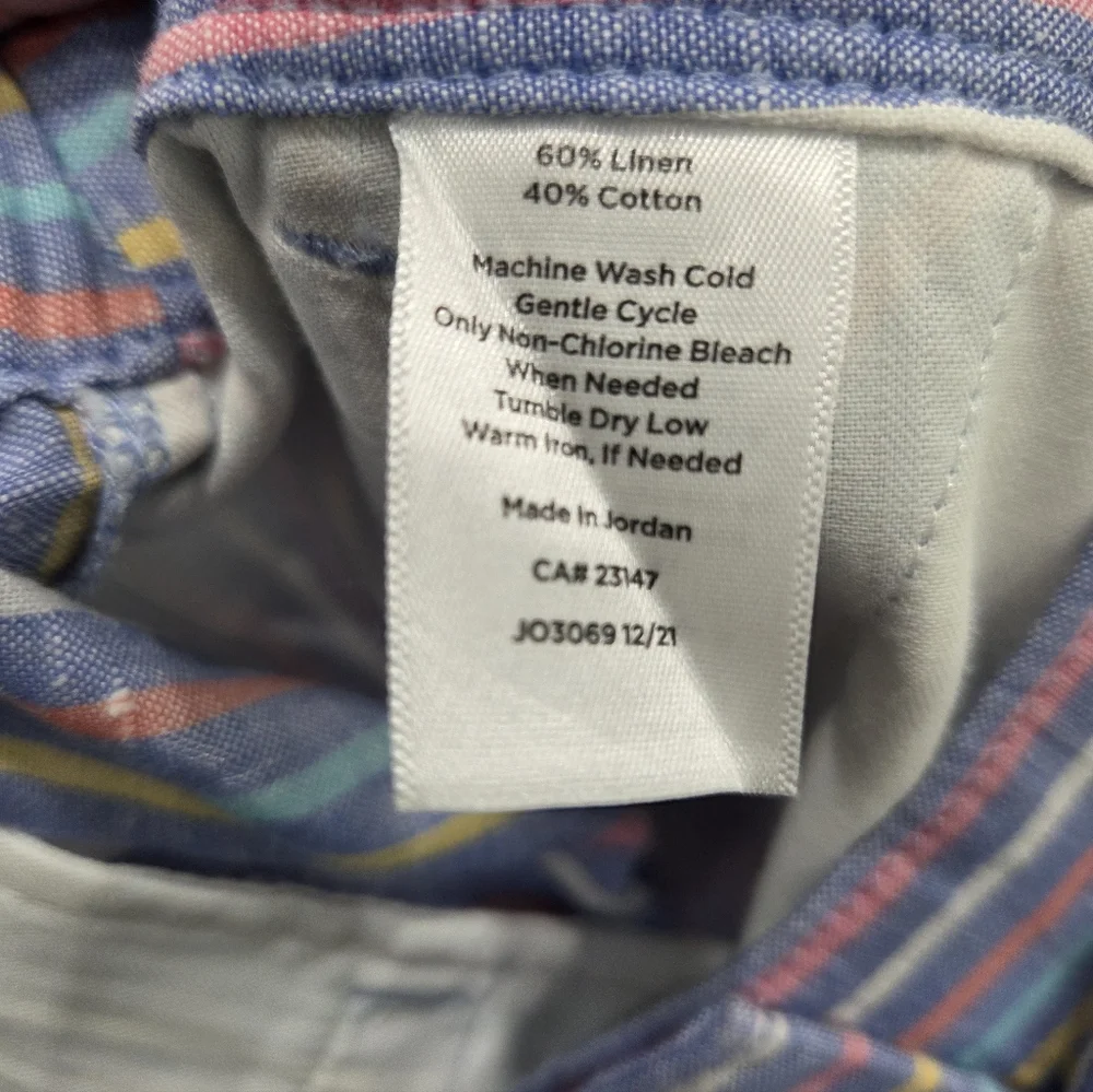 TALBOTS WOMEN'S LINEN STRIPPED SHORTS WITH TIE BELT SIZE 4P